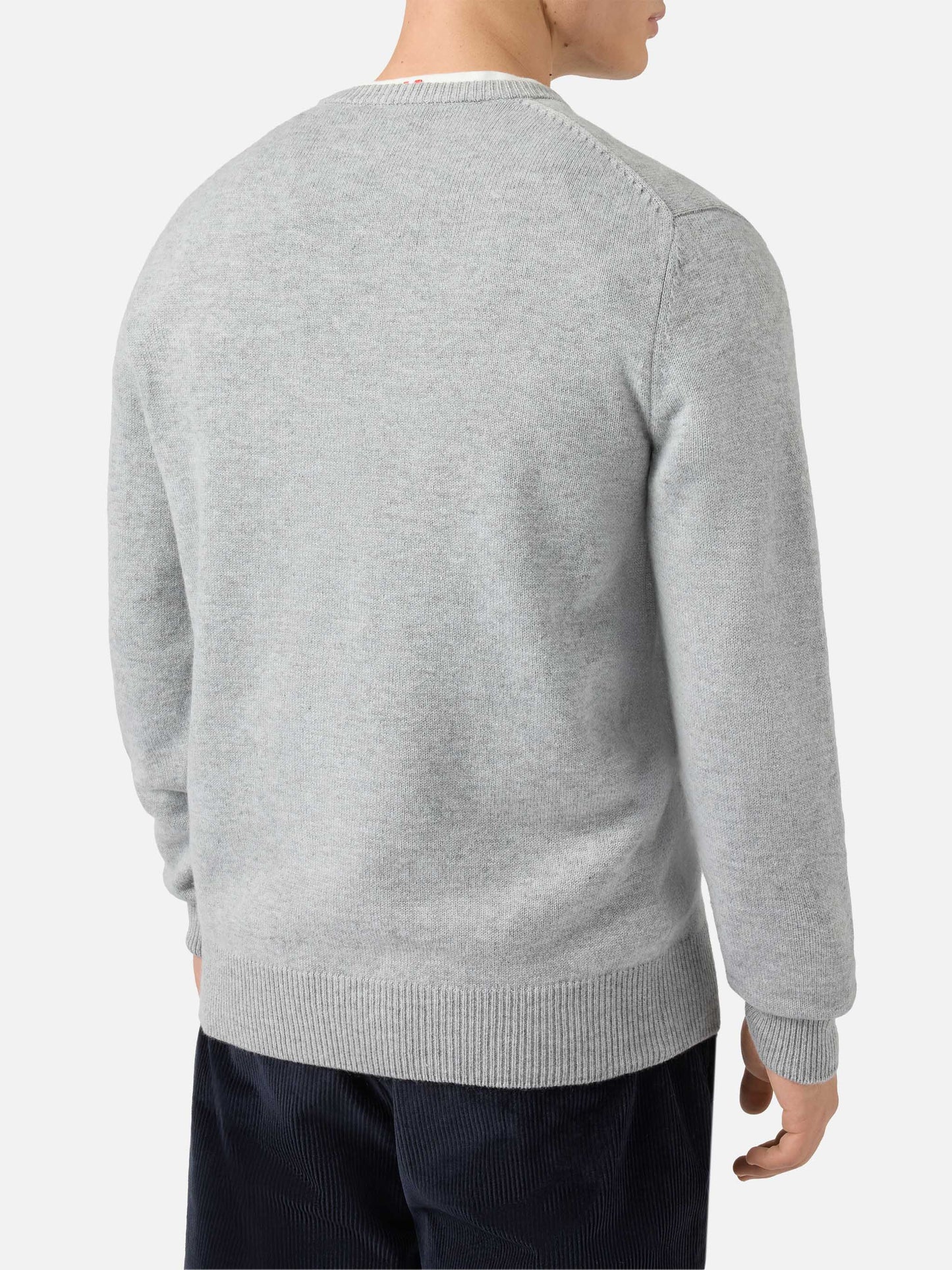 Heron crewneck in grey with St. Moritz jacquard and patch | ST. MORITZ TOP OF THE WORLD SPECIAL EDITION