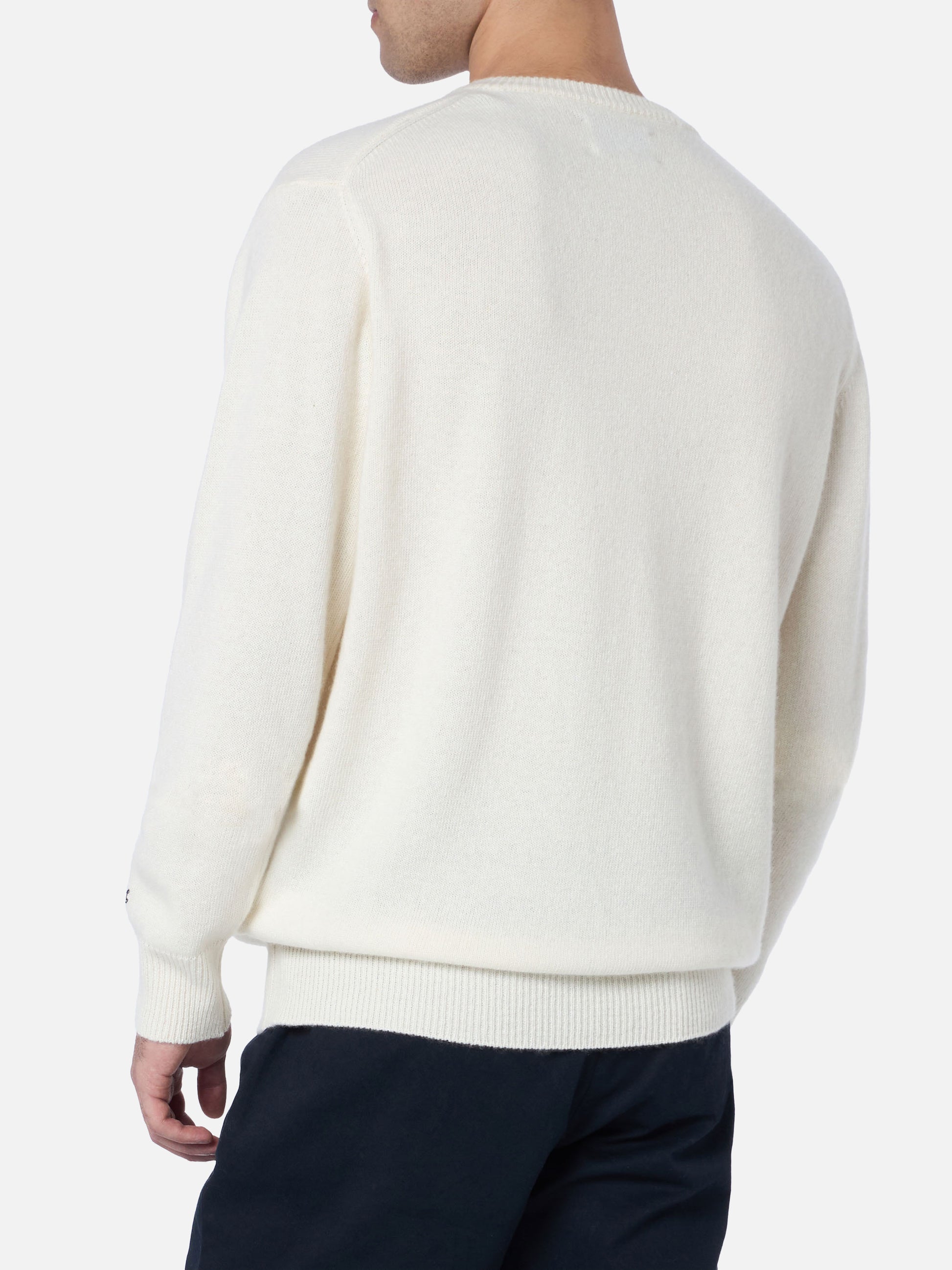 Man white sweater Heron with Verbier apres ski embroidery - MC2 Saint Barth