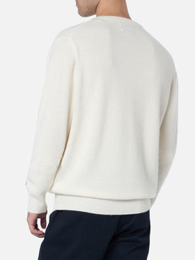 Man white sweater Heron with Verbier apres ski embroidery - MC2 Saint Barth