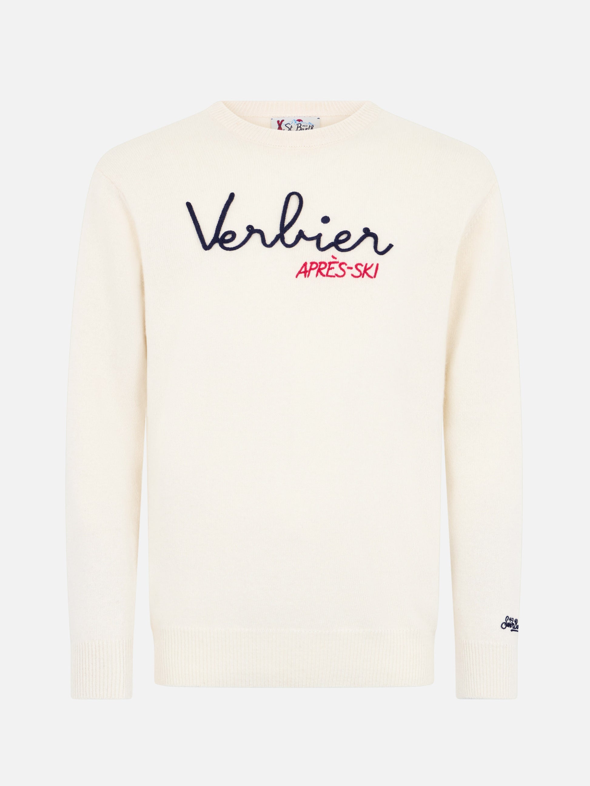 Man white sweater Heron with Verbier apres ski embroidery - MC2 Saint Barth