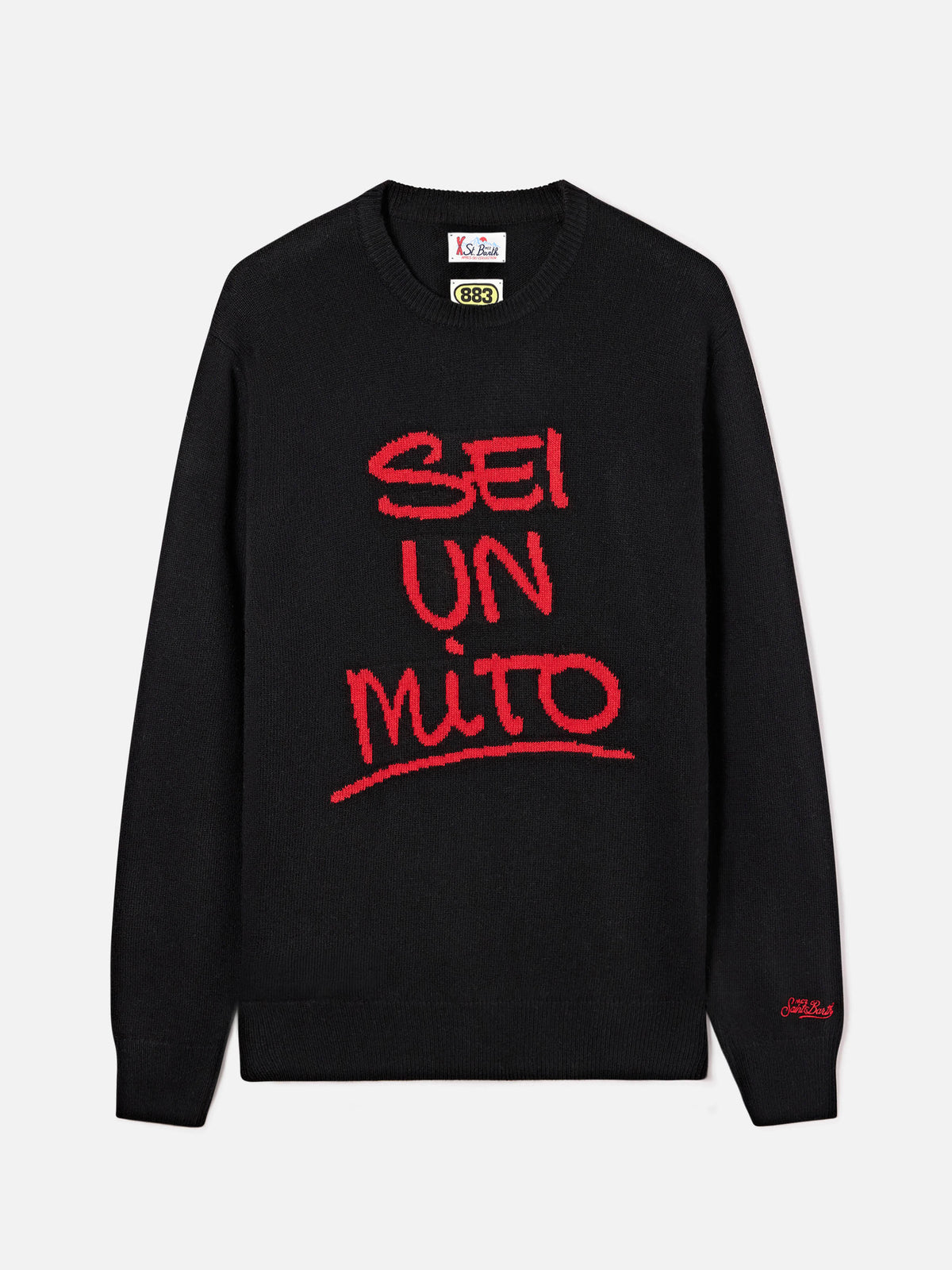 Black Heron crewneck knit with Sei Un Mito intarsia | Special edition