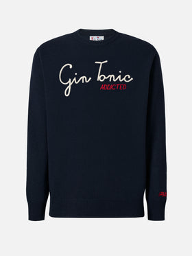 Navy blue crewneck Heron with Gin Tonic Addicted embroidery