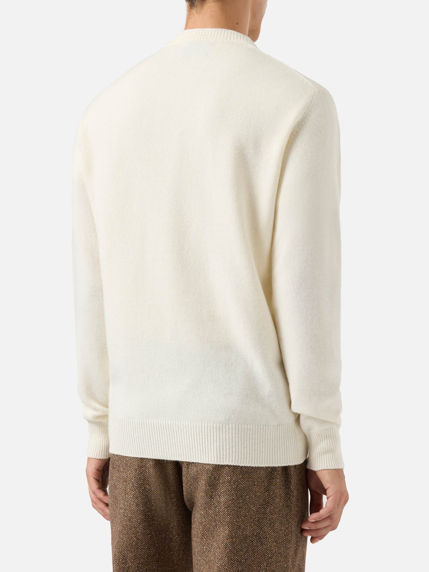 White sweater Heron with Bollicine please embroidery