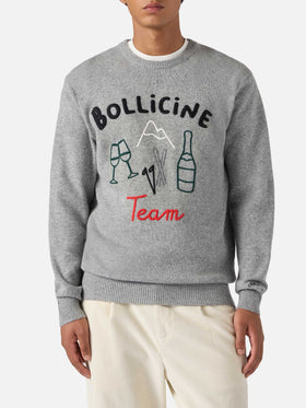 Grauer Heron-Pullover mit Bollicine-Teamstickerei