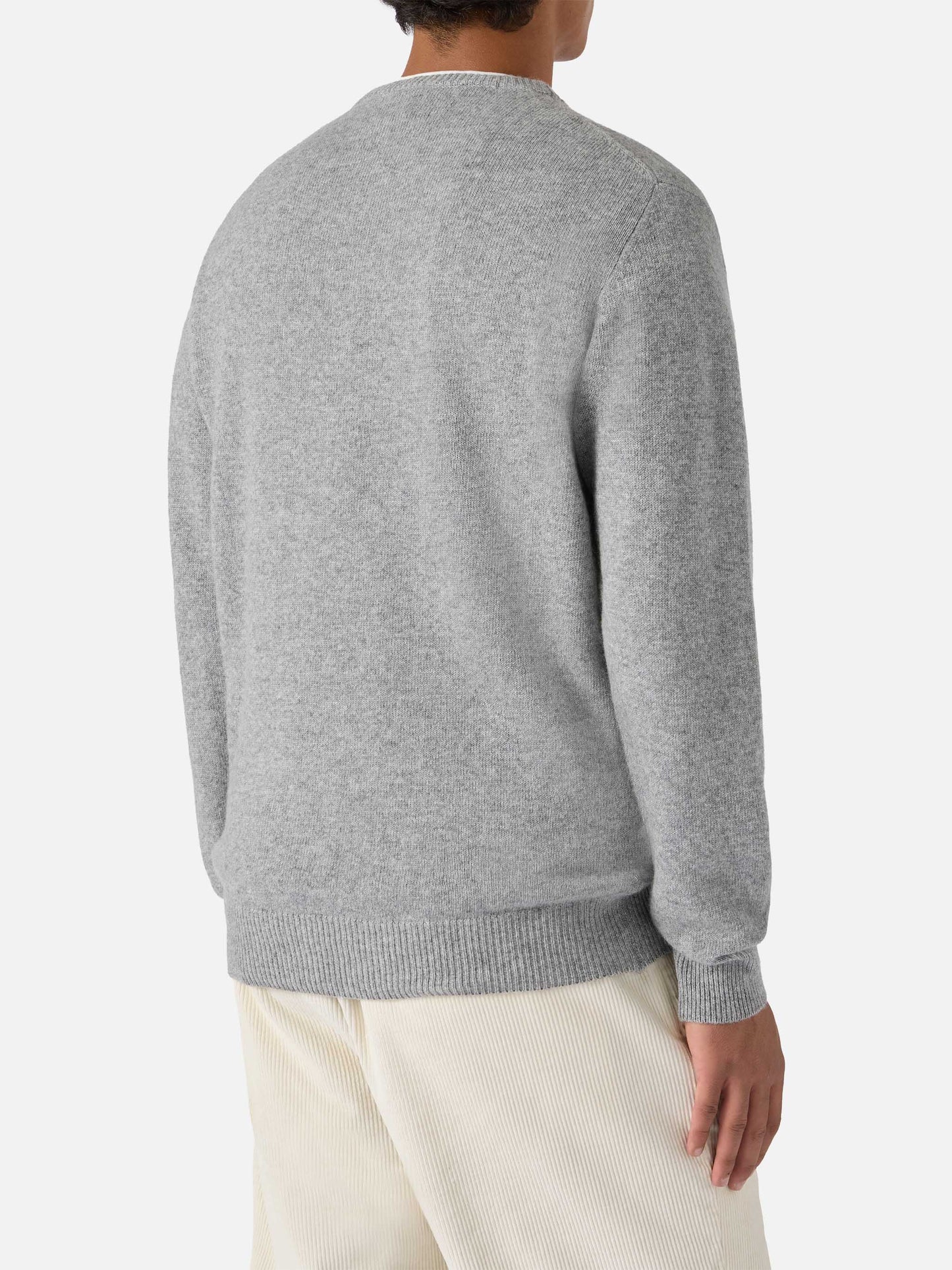 Grauer Heron-Pullover mit Bollicine-Teamstickerei