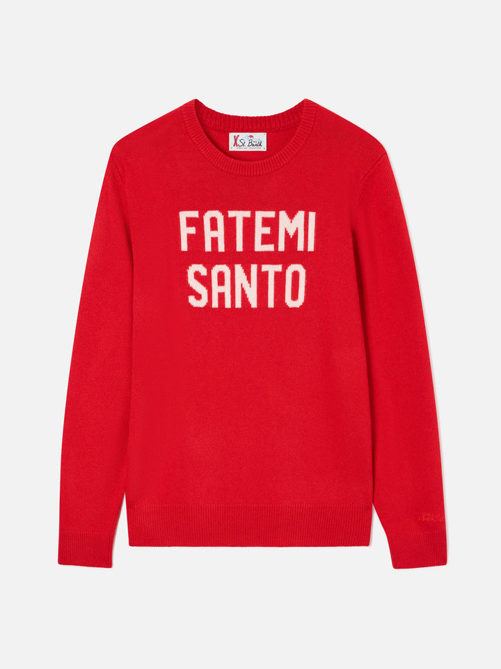 Jersey de punto con cuello redondo Red Heron con intarsia Fatemi Santo 