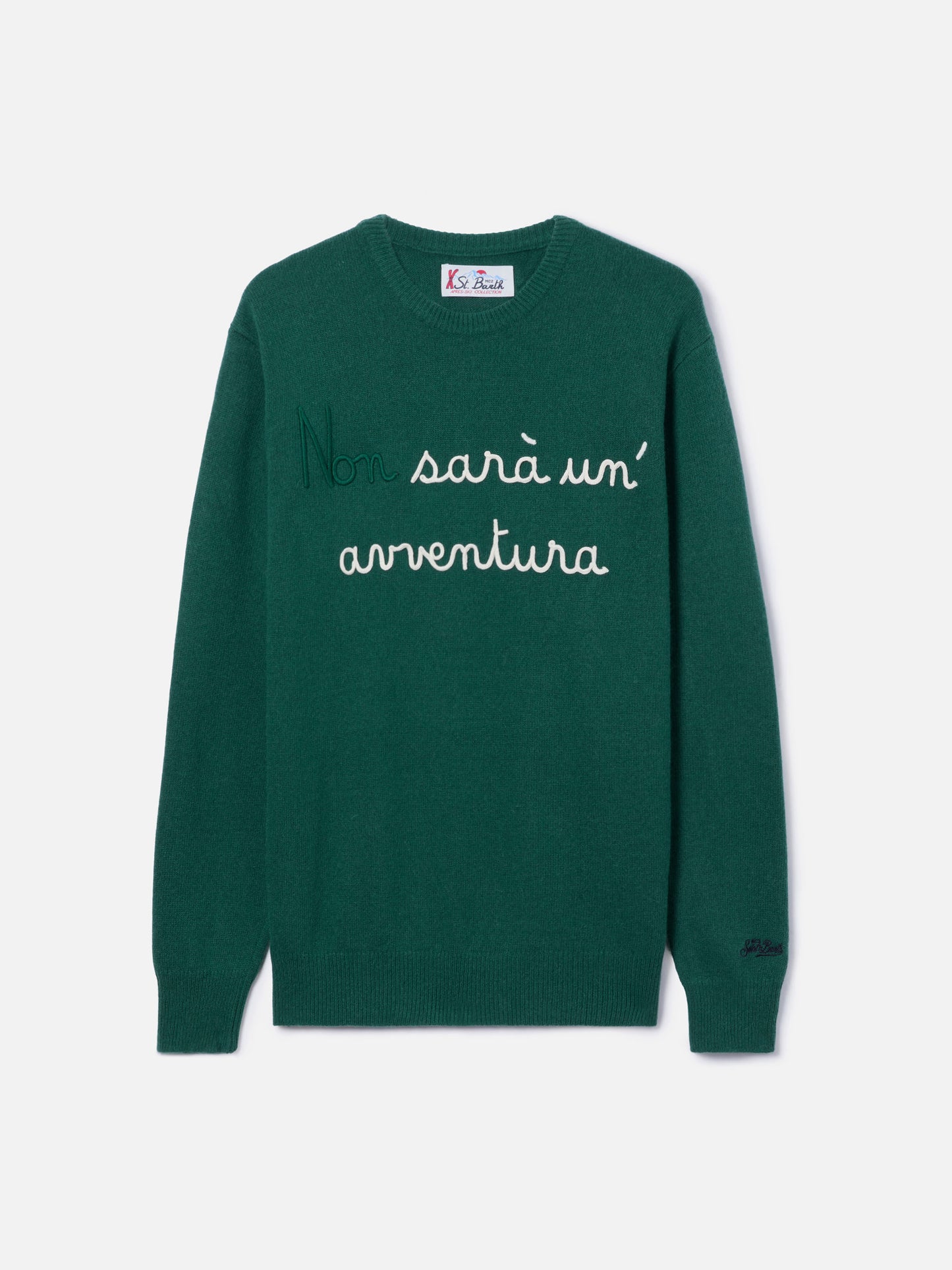 Grüner Pullover Heron mit Non sarà un'avventura-Stickerei