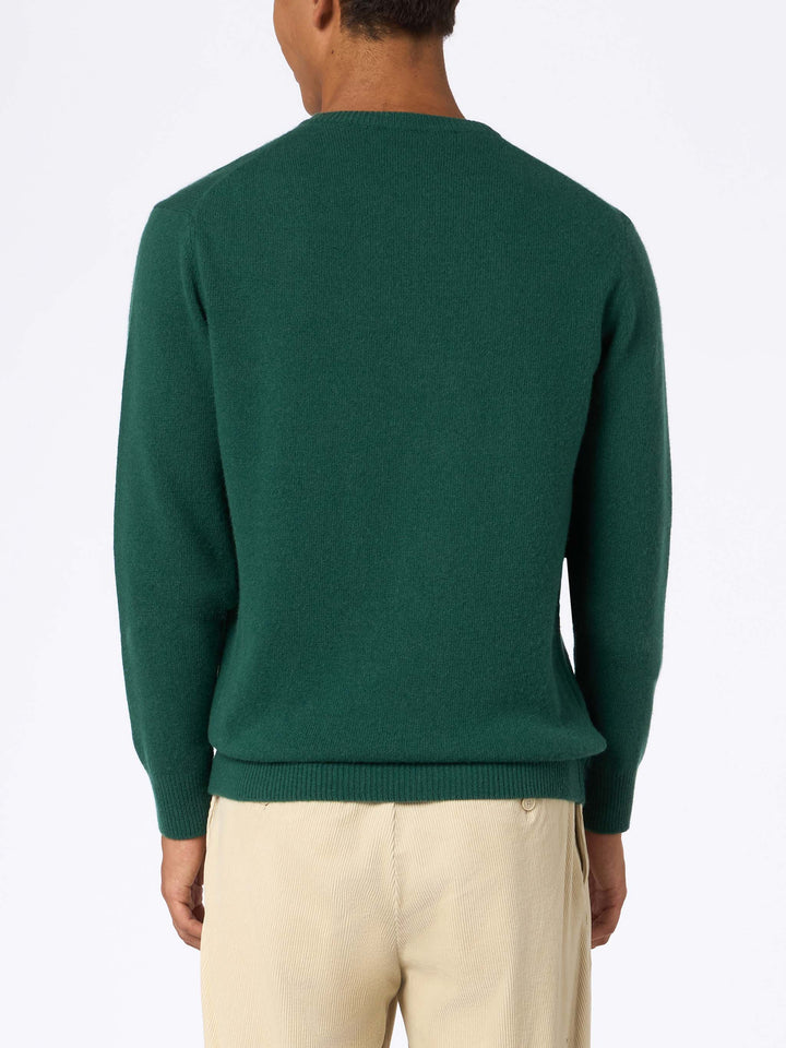 Man green sweater Heron with Non sarà un'avventura embroidery - MC2 Saint Barth