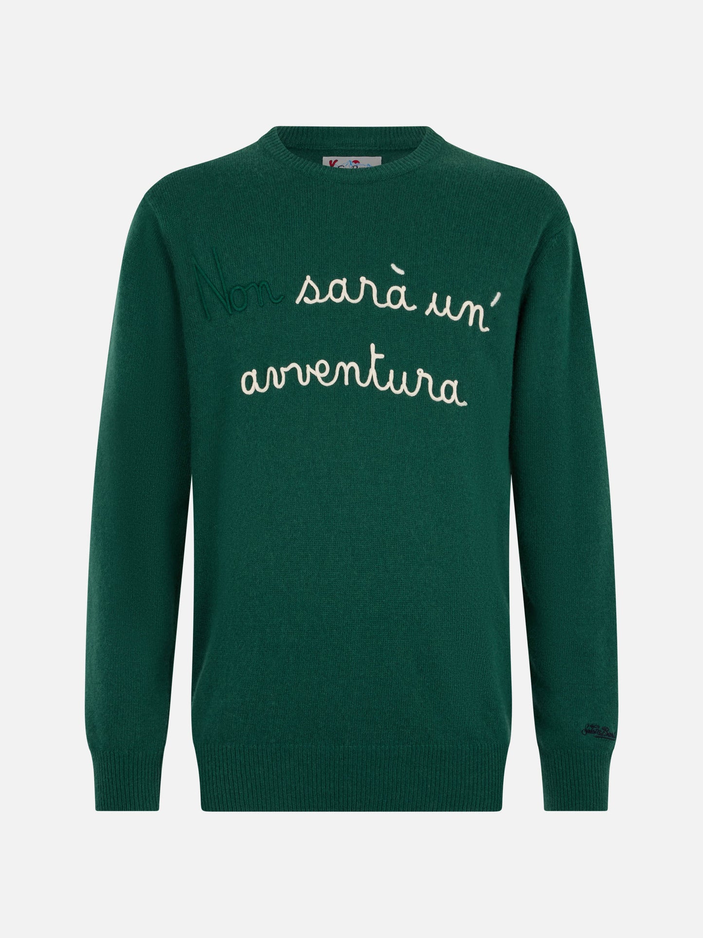 Man green sweater Heron with Non sarà un'avventura embroidery - MC2 Saint Barth