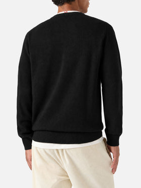 Pull col rond noir Heron avec broderie Super G | SUPER G SPECIAL EDITION 