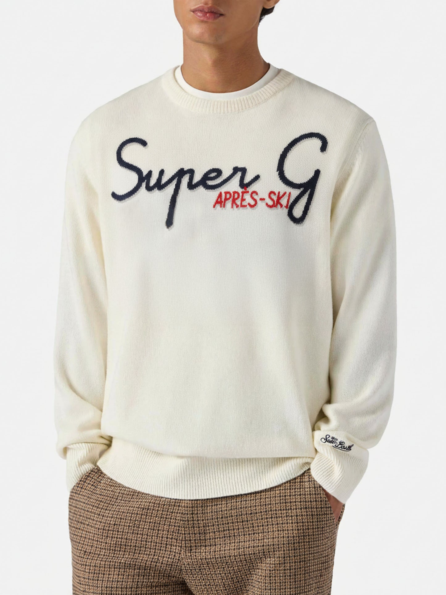 Off-white crewneck Heron with Super G embroidery | SUPER G SPECIAL EDITION