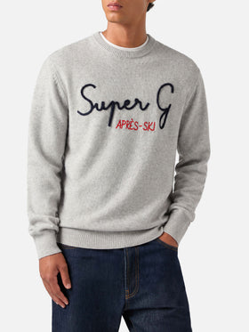 Sudadera gris con cuello redondo Heron con bordado Super G | SUPER G SPECIAL EDITION 
