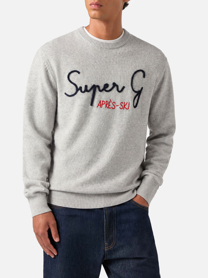 Sweat-shirt ras-du-cou gris Heron avec broderie Super G | SUPER G SPECIAL EDITION 