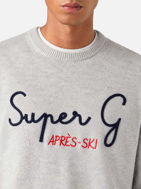Sudadera gris con cuello redondo Heron con bordado Super G | SUPER G SPECIAL EDITION 