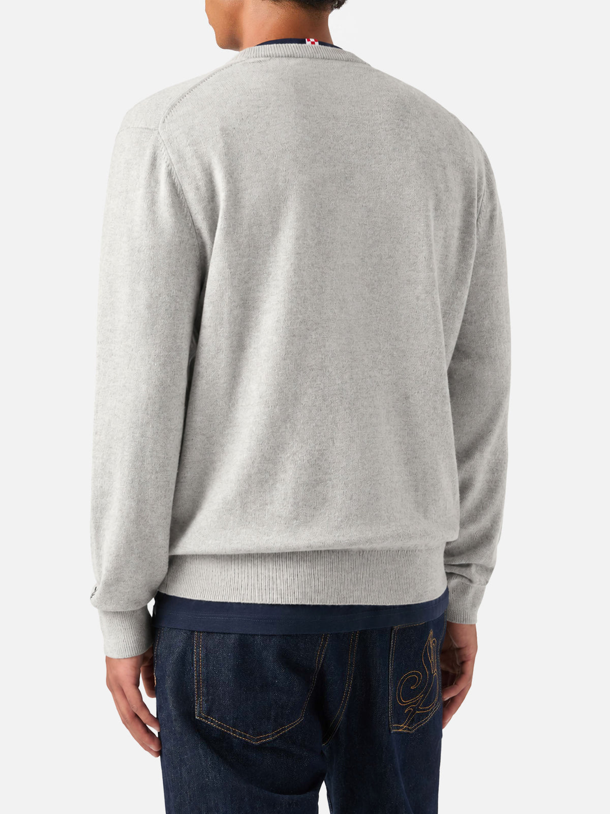 Sudadera gris con cuello redondo Heron con bordado Super G | SUPER G SPECIAL EDITION 