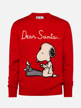 Red sweater Heron with Snoopy jacquard and embroidery | SNOOPY PEANUTS® SPECIAL EDITION