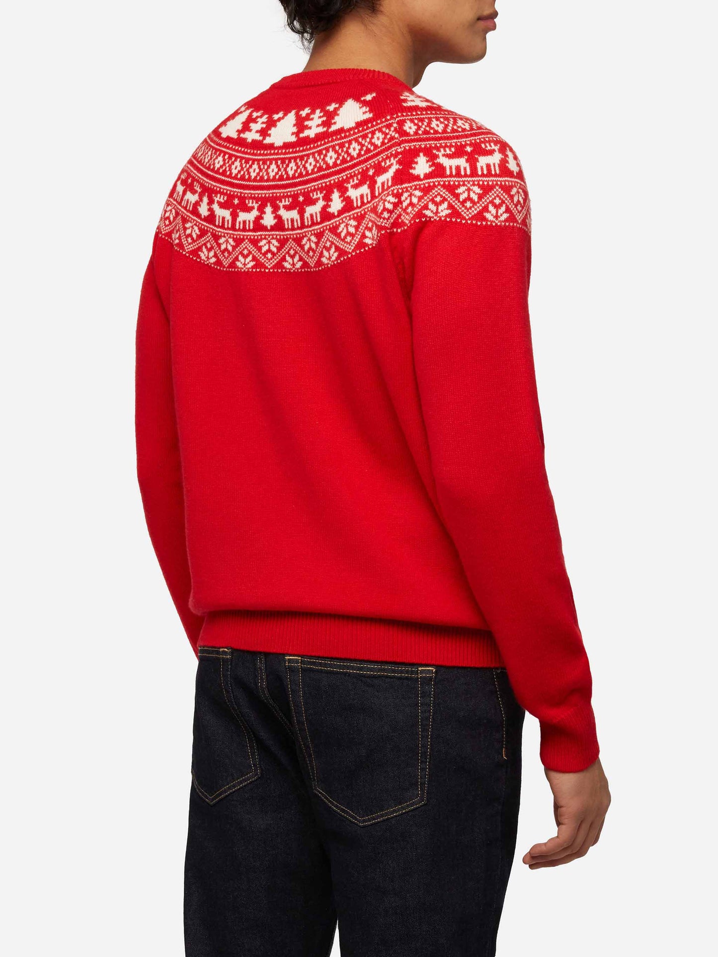 Red sweater Heron with fair isle jacquard and I'm not a Saint jacquard - MC2 Saint Barth