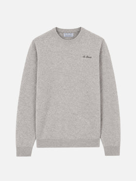 Suéter Heron gris melange con bordado St. Barth 