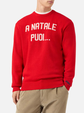 Heron-Pullover in Rot mit A Natale puoi... Jacquardmuster