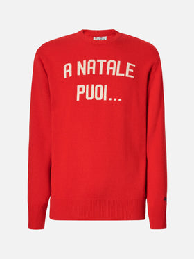 Maglione Heron rosso con jacquard A Natale puoi...