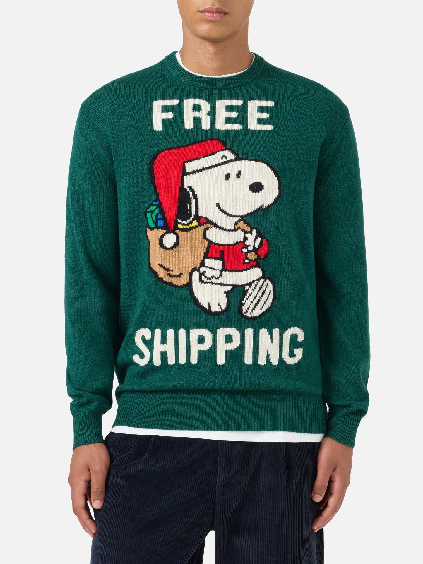 Grüner Pullover Heron mit Snoopy-Jacquard | SNOOPY PEANUTS® SPECIAL EDITION 