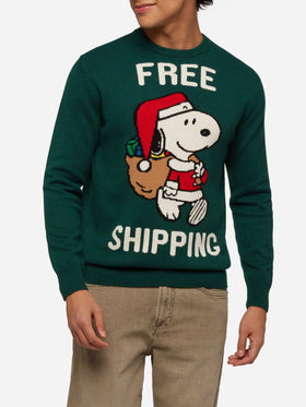 Green sweater Heron with Snoopy jacquard | SNOOPY PEANUTS® SPECIAL EDITION - MC2 Saint Barth