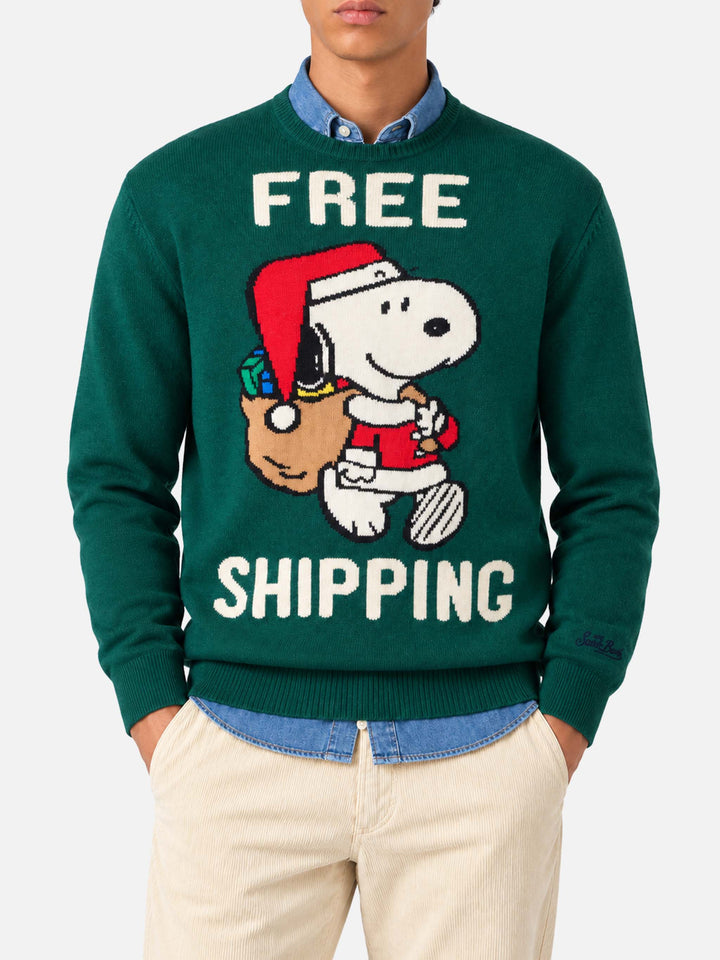 Pull vert Heron avec jacquard Snoopy | SNOOPY PEANUTS® SPECIAL EDITION 