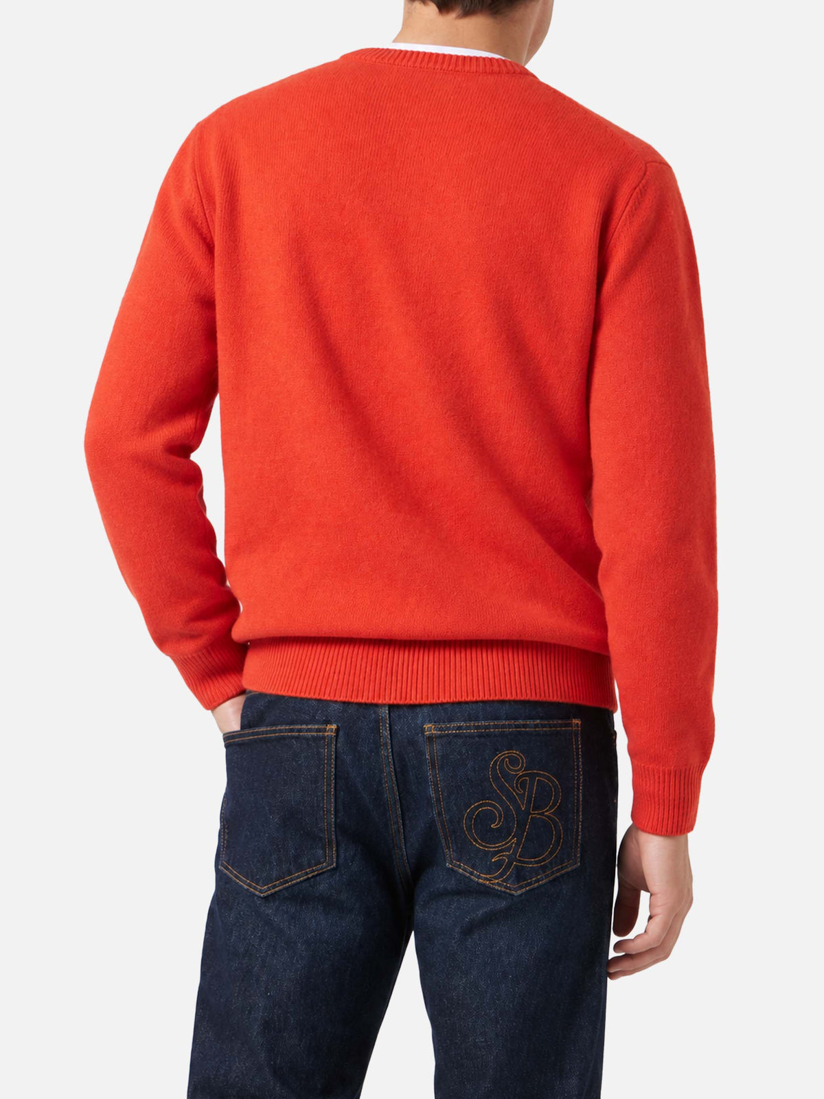 Oranger Heron-Pullover mit St. Barth-Stickerei 