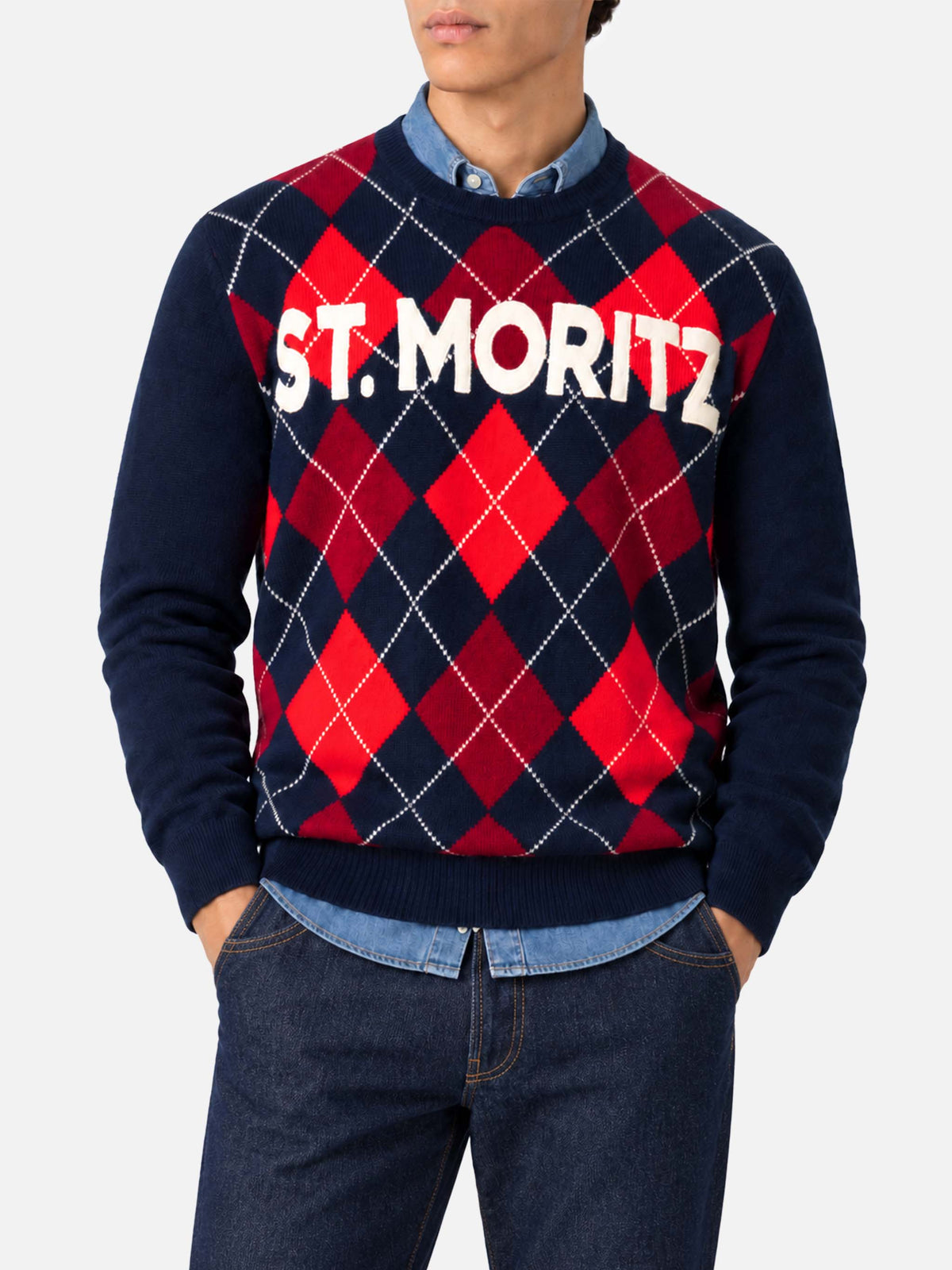 Rundhalspullover Heron mit Argyle-St. Moritz-Jacquard 