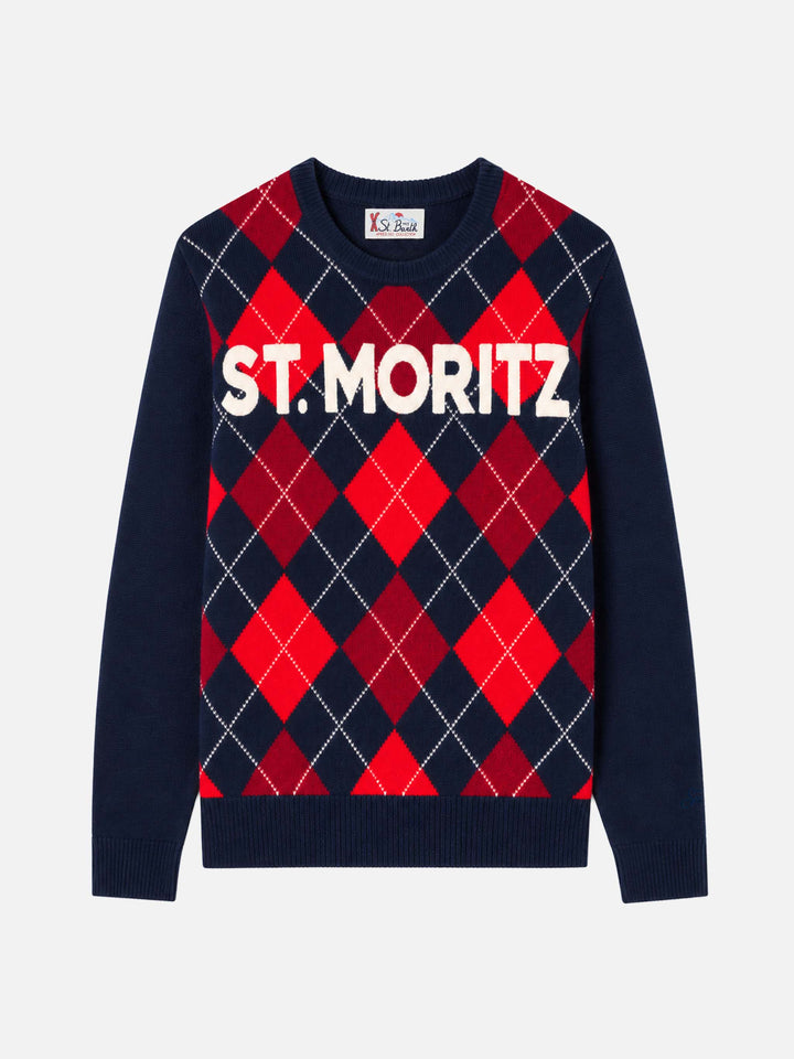 Suéter de cuello redondo Heron con jacquard argyle St. Moritz 