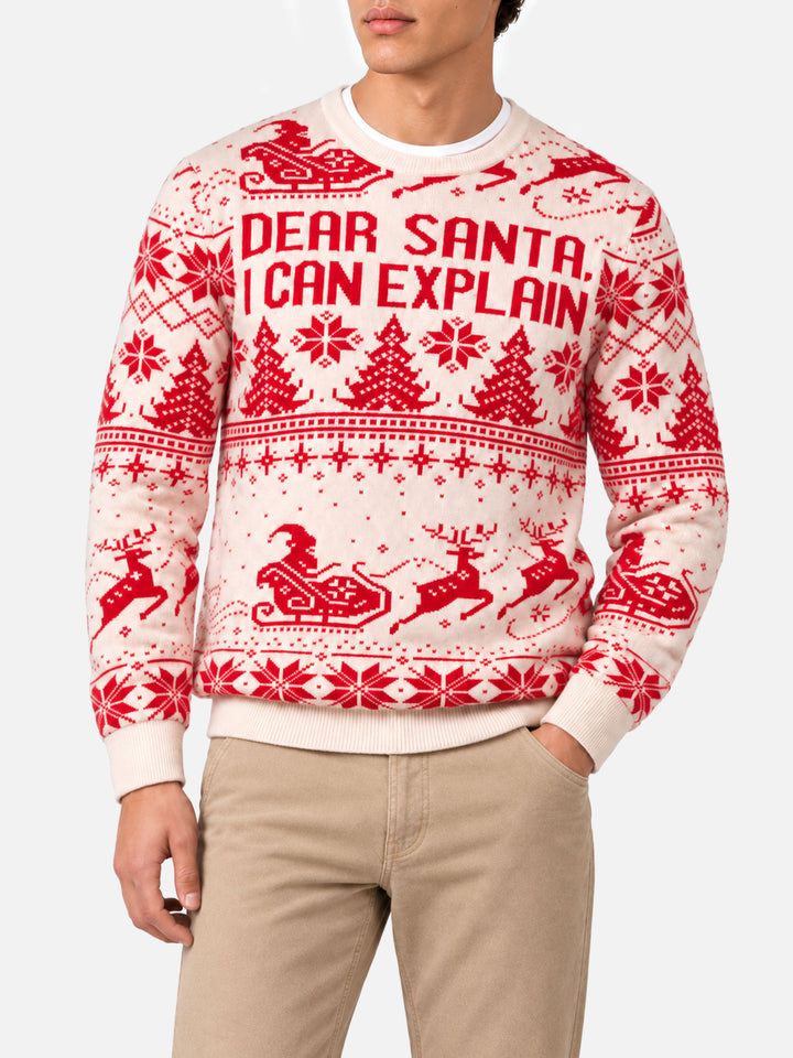 Pull rouge Heron avec jacquard fair isle et Dear Santa 