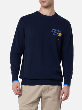 Man blue sweater Heron with Pasta lover embroidery - MC2 Saint Barth