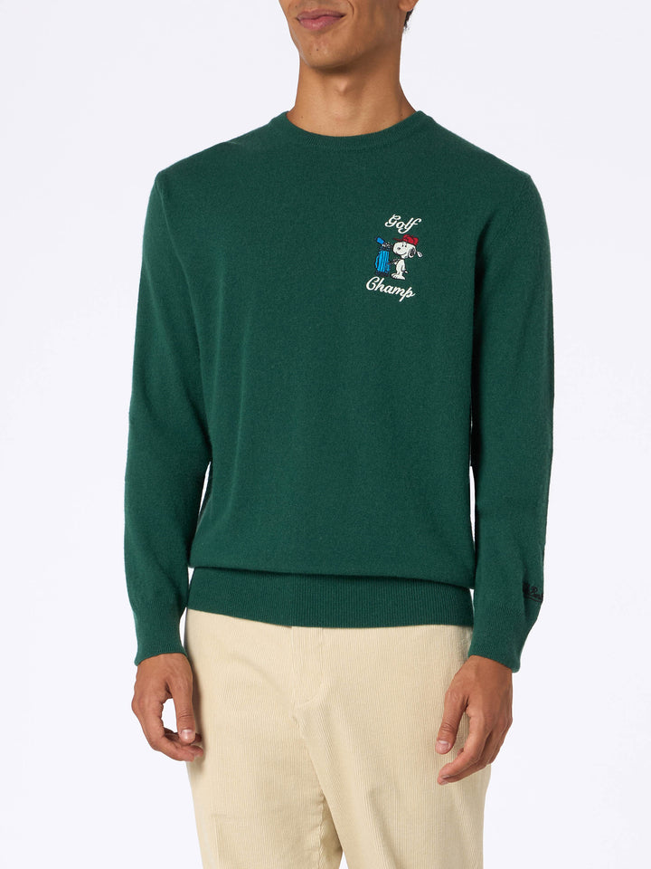 Man green sweater Heron with Snoopy golf champ embroidery | SNOOPY PEANUTS SPECIAL EDITION - MC2 Saint Barth