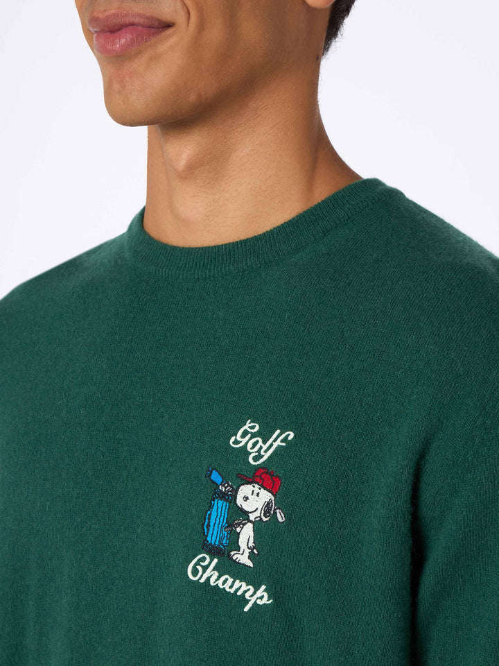 Man green sweater Heron with Snoopy golf champ embroidery | SNOOPY PEANUTS SPECIAL EDITION - MC2 Saint Barth