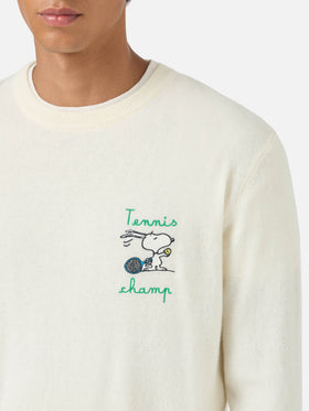 Crewneck sweater Heron with Snoopy tennis champ embroidery | SNOOPY PEANUTS SPECIAL EDITION