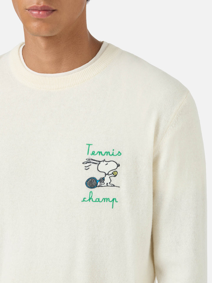 Crewneck sweater Heron with Snoopy tennis champ embroidery | SNOOPY PEANUTS SPECIAL EDITION