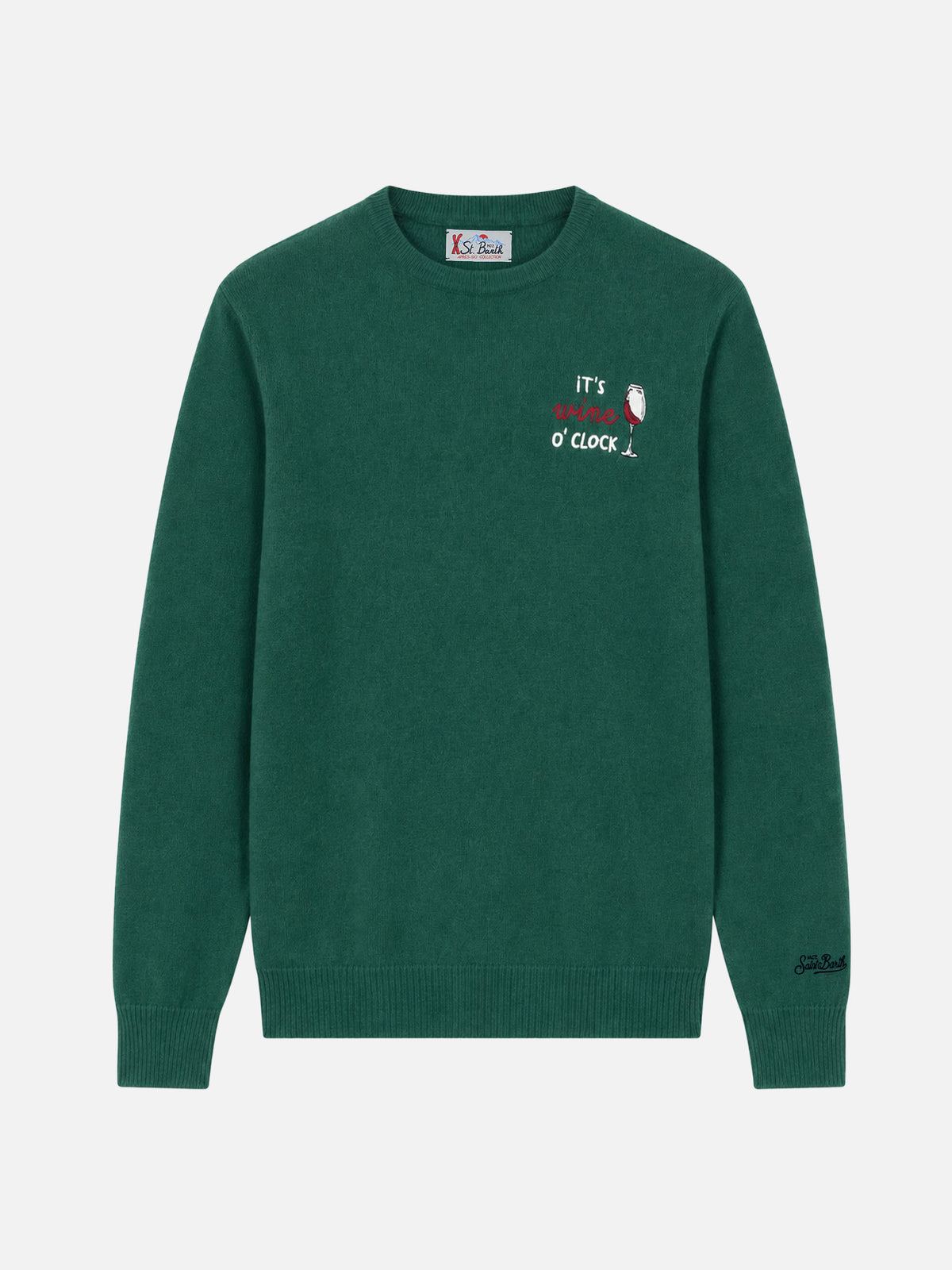 Pull col rond Heron avec broderie It's wine o'clock 