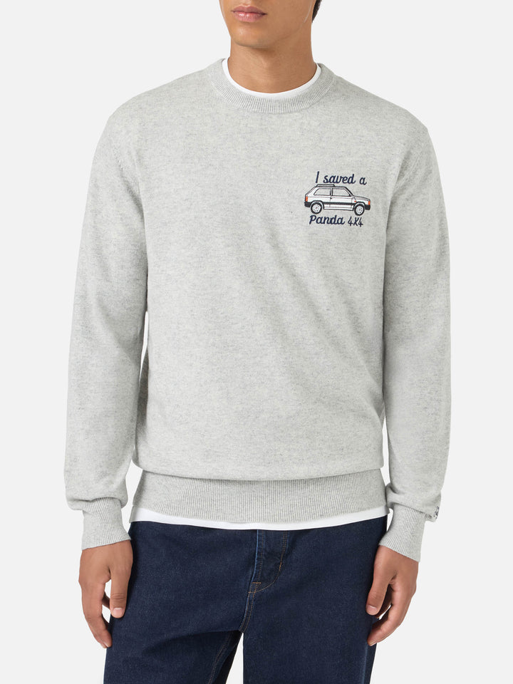 Crewneck sweater Heron with I saved a Panda 4x4 embroidery | FIAT PANDA SPECIAL EDITION