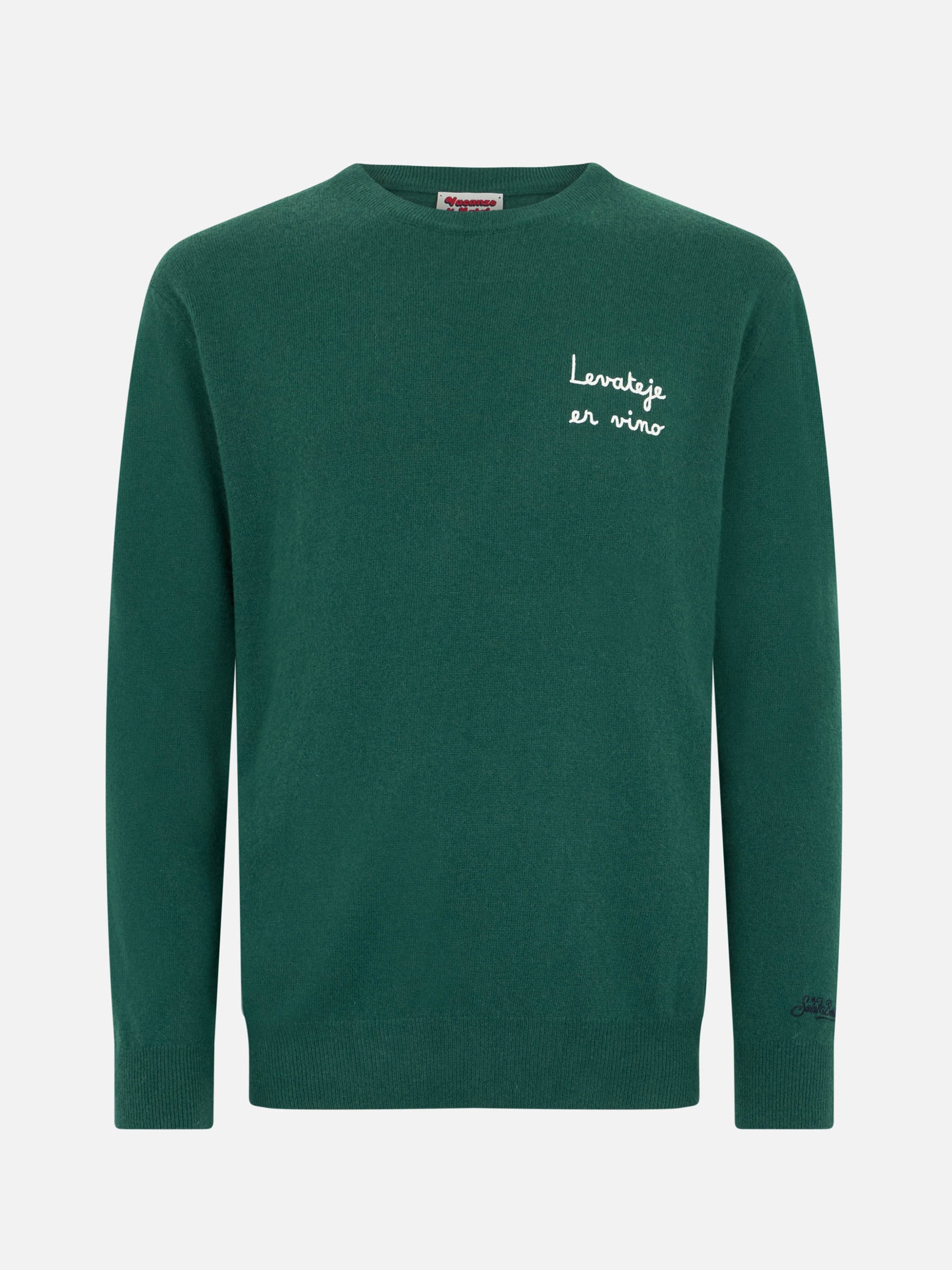 Man green sweater Heron Light with Levateje er vino embroidery| VACANZE DI NATALE SPECIAL EDITION - MC2 Saint Barth