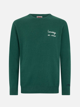 Man green sweater Heron Light with Levateje er vino embroidery| VACANZE DI NATALE SPECIAL EDITION - MC2 Saint Barth