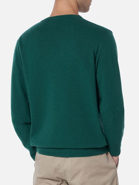 Man green sweater Heron Light with Levateje er vino embroidery| VACANZE DI NATALE SPECIAL EDITION - MC2 Saint Barth
