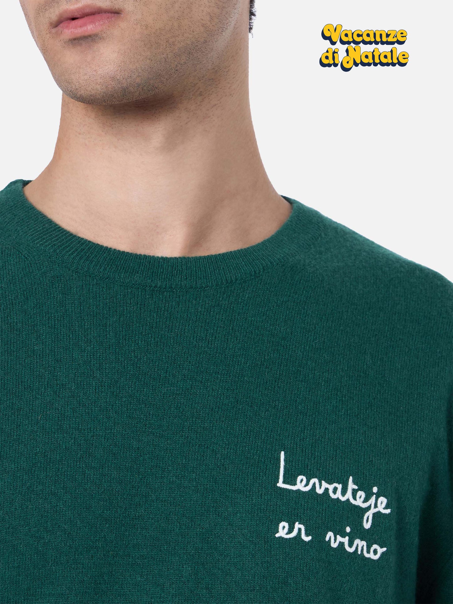 Crewneck-Pullover Heron Light mit Levateje er vino-Stickerei | VACANZE DI NATALE SONDERAUSGABE