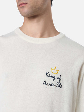 Man white sweater Heron with King of apres ski embroidery - MC2 Saint Barth