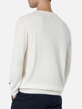 Man white sweater Heron with King of apres ski embroidery - MC2 Saint Barth