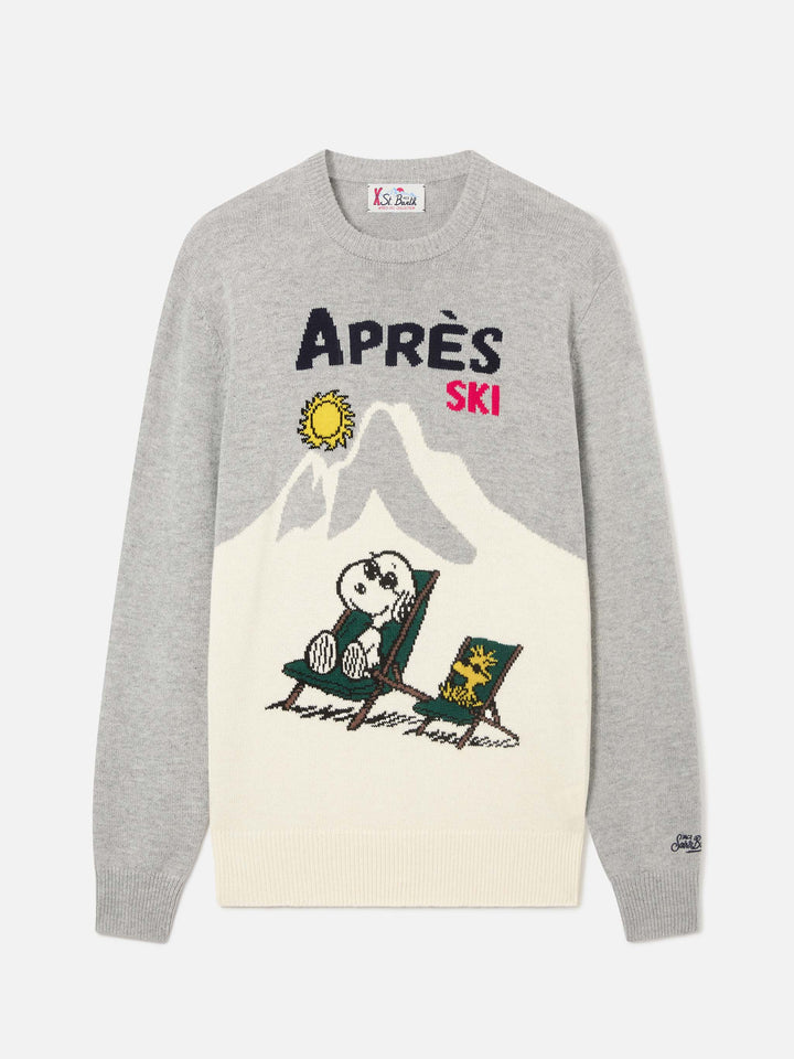 Grey Heron crewneck knit with Snoopy intarsia | Special edition