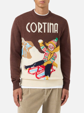Pull col rond avec jacquard carte postale Cortina 