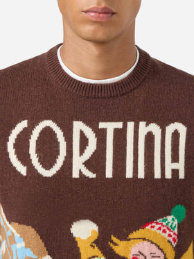 Pull col rond avec jacquard carte postale Cortina 
