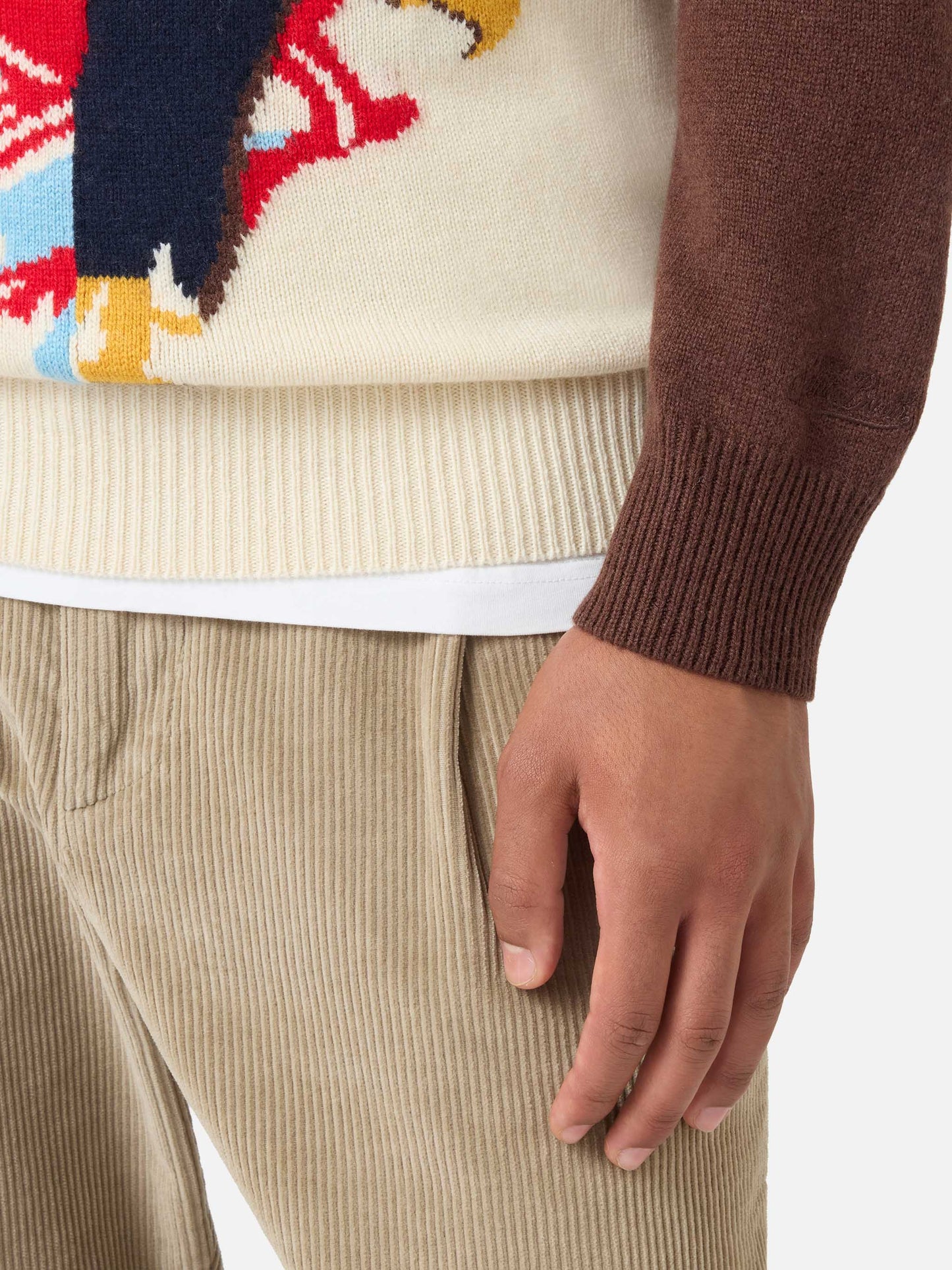 Pull col rond avec jacquard carte postale Cortina 