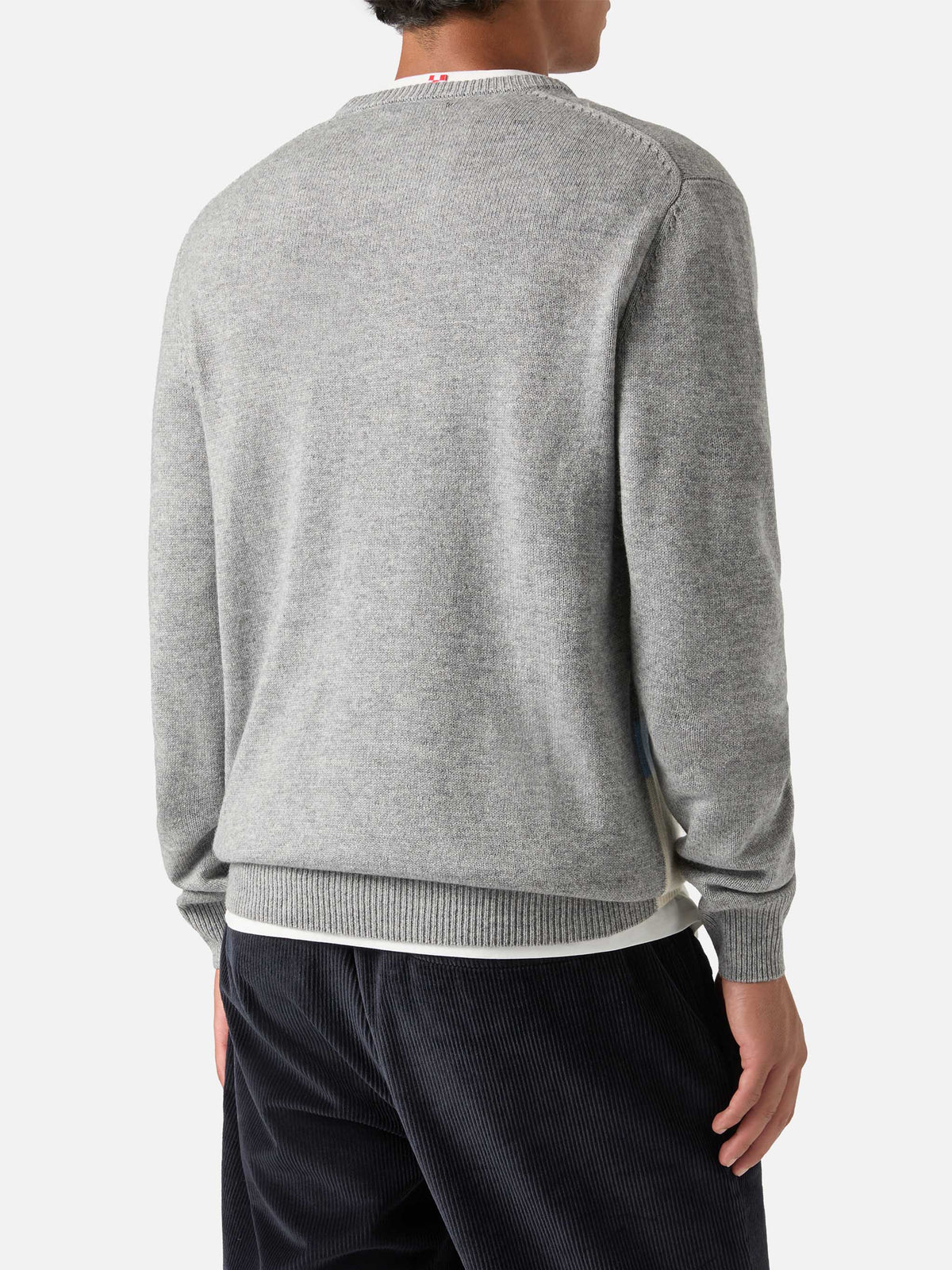 Jersey de punto con cuello redondo Grey Heron con intarsia The End 