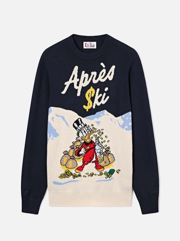 Marineblauer blue Heron Rundhalsstrickpullover mit Scrooge McDuck-Intarsie | Special edition 